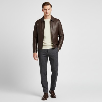 Chaqueta cuello clasico de piel JUTE