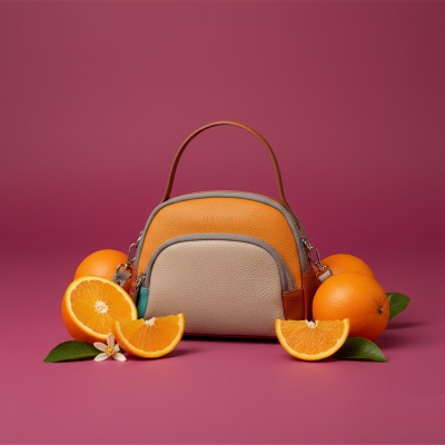 Bolso doble asa de piel 18x16x8 cm FRUITS