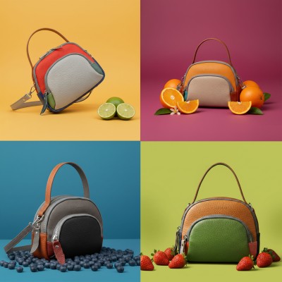 Bolso doble asa de piel 18x16x8 cm FRUITS