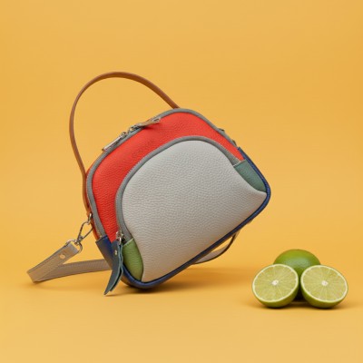 Bolso doble asa de piel 18x16x8 cm FRUITS
