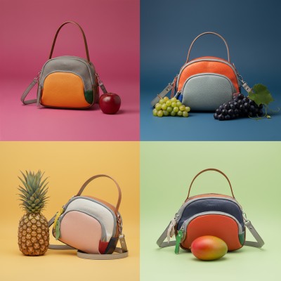 Bolso doble asa de piel 18x16x8 cm FRUITS