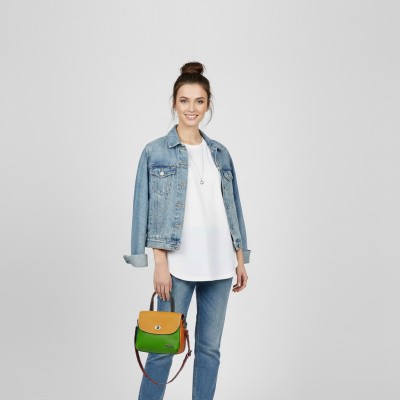 Bolso doble asa de piel 19x15x7 cm DESTINO