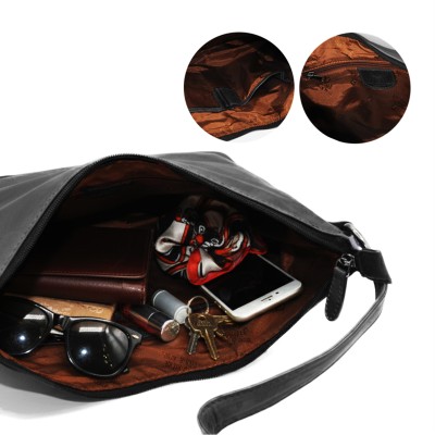 Bolso de hombro de piel trenzado 30x26x7 cm TRAMA