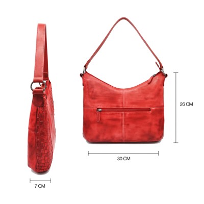 Bolso de hombro de piel trenzado 30x26x7 cm TRAMA