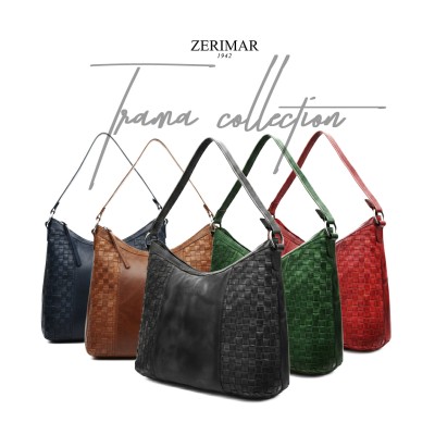 Bolso de hombro de piel trenzado 30x26x7 cm TRAMA
