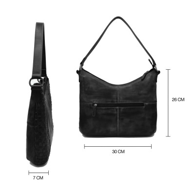 Bolso de hombro de piel trenzado 30x26x7 cm TRAMA