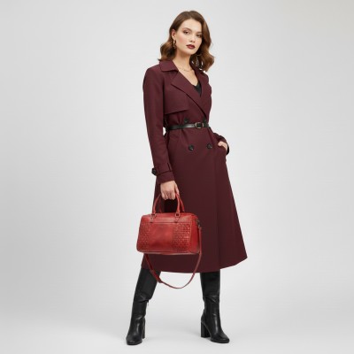 Bolso doble asa de piel trenzado 23x29x10 cm TRAMA II