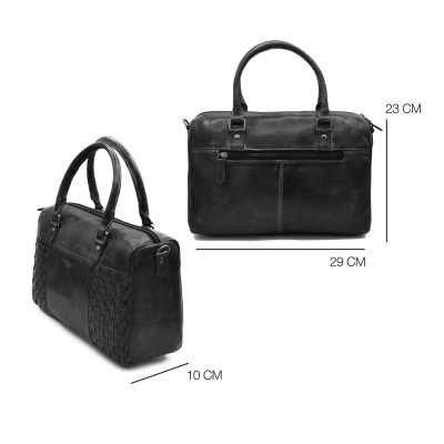 Bolso doble asa de piel trenzado 23x29x10 cm TRAMA II