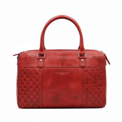 Bolso doble asa de piel trenzado 23x29x10 cm TRAMA II