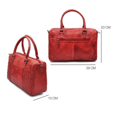 Bolso doble asa de piel trenzado 23x29x10 cm TRAMA II