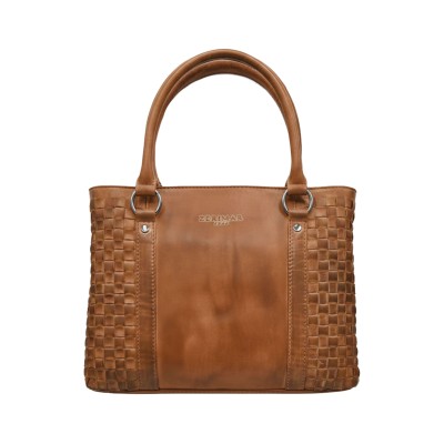 Bolso doble asa de piel trenzado 23x29x10 cm TRAMA III