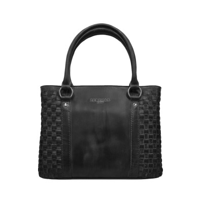 Bolso doble asa de piel trenzado 23x29x10 cm TRAMA III