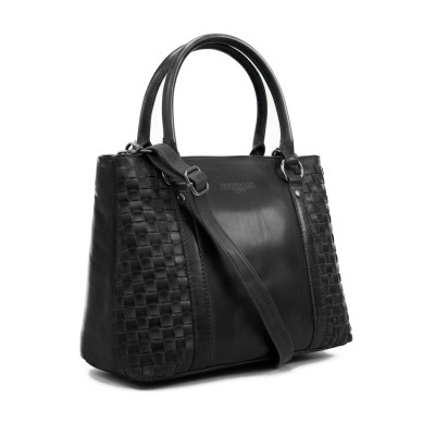 Bolso doble asa de piel trenzado 23x29x10 cm TRAMA III