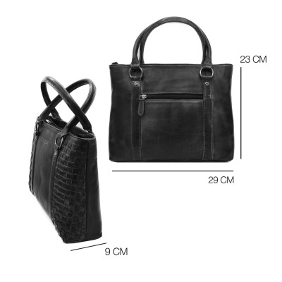 Bolso doble asa de piel trenzado 23x29x10 cm TRAMA III