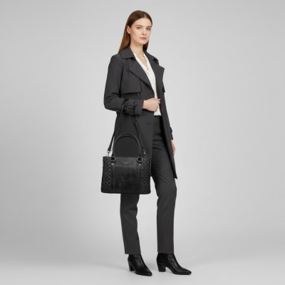 Bolso doble asa de piel trenzado 23x29x10 cm TRAMA III