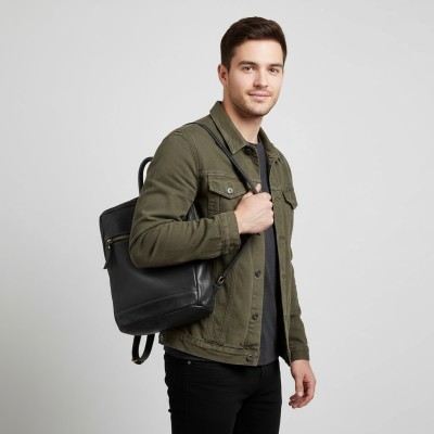 Mochila de piel natural 26x23x8 cm ANGLE