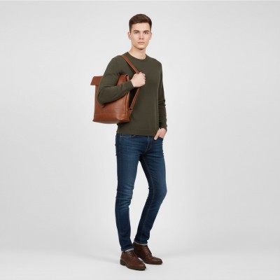 Mochila de piel natural 30x27x9 cm ASPA