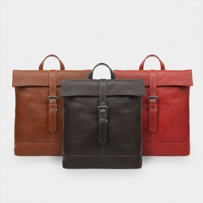 Mochila de piel natural 30x27x9 cm ASPA