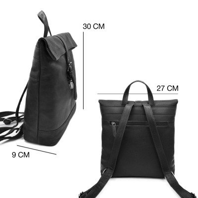 Mochila de piel natural 30x27x9 cm ASPA