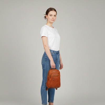 Mochila de piel natural 28x22x8 cm MELI