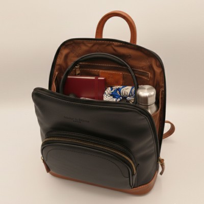 Mochila de piel natural 27x25x9 cm EYES