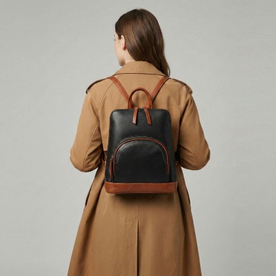 Mochila de piel natural 27x25x9 cm EYES