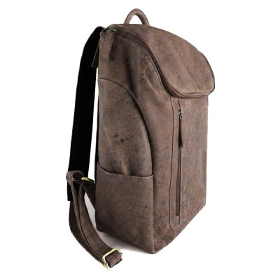 Mochila de piel grabada estilo vintage con cierre de cremallera