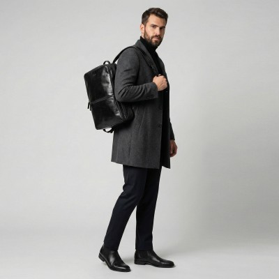 Mochila de piel natural 45x31x14 cm PLUS