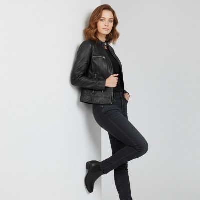 Chaqueta de piel con cremallera BISTRE