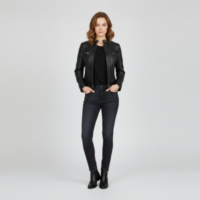 Chaqueta de piel con cremallera BISTRE