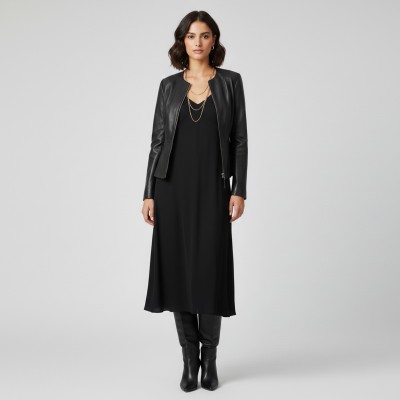 Chaqueta de piel con cremalleras modelo OPEN