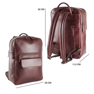 Mochila de piel natural 38x28x11 cm BLOKE