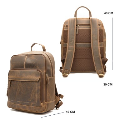Mochila de piel natural 30x40x12 cm MERCO