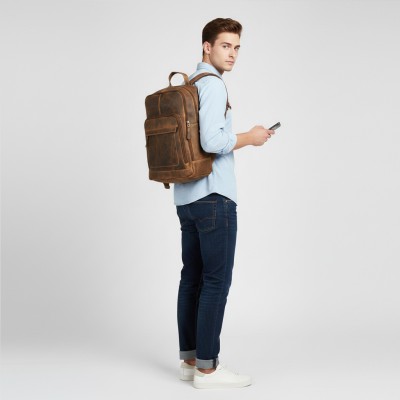 Mochila de piel natural 30x40x12 cm MERCO