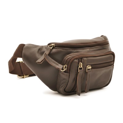 Riñonera de piel con varios compartimentos 26x12x6 cm