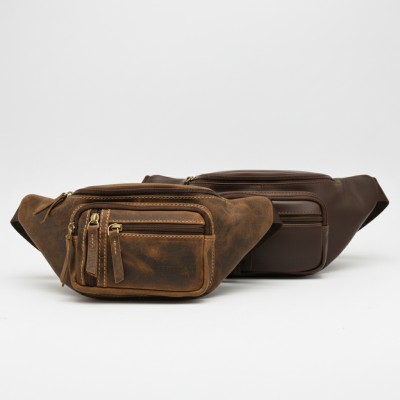 Riñonera de piel con varios compartimentos 26x12x6 cm