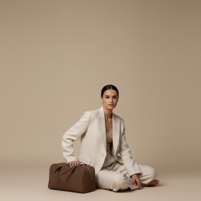 Bolso de serraje de hombro con candado y llave 34x20x12 cm