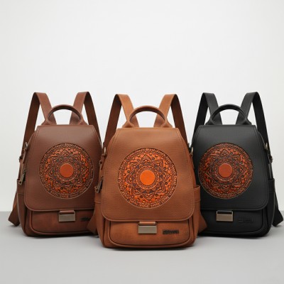 Mochila de piel natural 28x23x13 cm NORAK