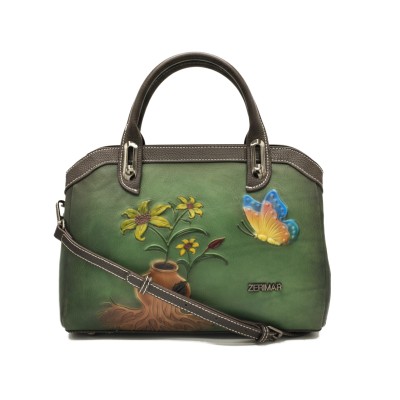 Bolso de piel grabado con...