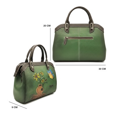Bolso de piel grabado con doble asa 30x20x9 cm ABRIL