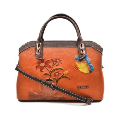 Bolso de piel grabado con doble asa 30x20x9 cm ABRIL