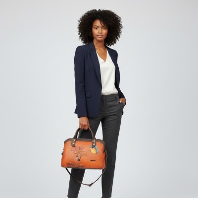 Bolso de piel grabado con doble asa 30x20x9 cm ABRIL