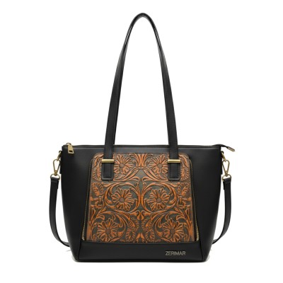 Bolso de piel grabado con doble asa 30x24x11 cm GIARDE