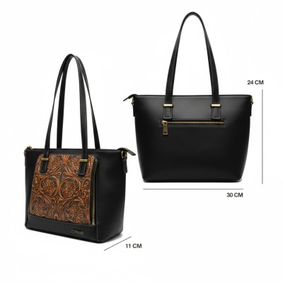 Bolso de piel grabado con doble asa 30x24x11 cm GIARDE