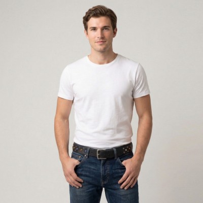 Cinturón de piel con tachuelas 39 mm GEM