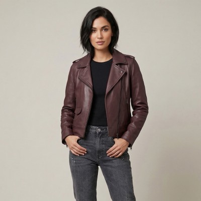 Cazadora de piel con cierre de cremallera modelo PINKO