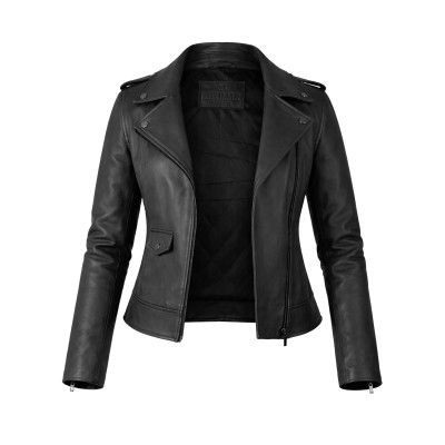 Cazadora de piel con cierre de cremallera modelo PINKO