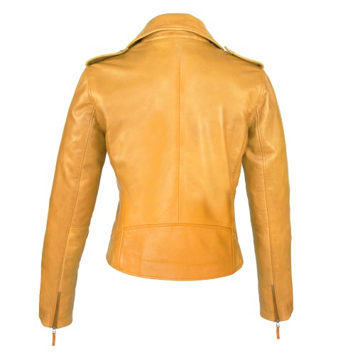 Chaqueta ceñida de piel estilo biker con cremallera