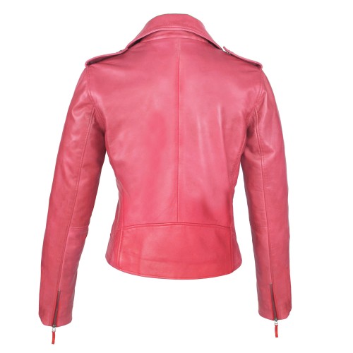 Chaqueta ceñida de piel estilo biker con cremallera