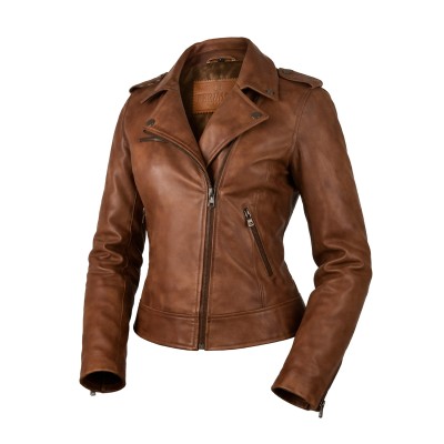 Chaqueta ceñida de piel estilo biker con cremallera